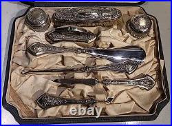 Vintage Sterling Silver Manicure Set Cased Art NOUVEAU Great Valentine Gift