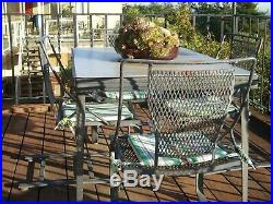 Vintage Wrought Iron 9 Piece Patio Table And Chairs Dining Set