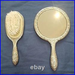 Vintage mirror & brush set art nouveau style ornate Dressing Table Set 2 Pieces