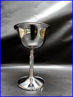 Vtg Art Nouveau 8pc Chrome Bar Set Cocktail Shaker Grape Design 6 Goblets & Tray