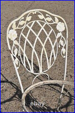 Vtg Lyon-Shaw Windflower Lattice Woodard Style Wrought Iron Garden Dining Set