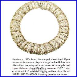 Vtg Runway Rare Napier Art Nouveau Silver Plated Filigree Necklace Bracelet Set