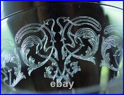 Vtg Set 6 MORGANTOWN Needle Etched ART NOUVEAU Optic Water Goblets Glasses 7 7/8