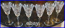 Vtg Set 6 MORGANTOWN Needle Etched ART NOUVEAU Optic Water Goblets Glasses 7 7/8