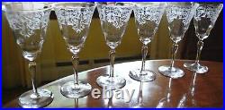 Vtg Set 6 MORGANTOWN Needle Etched ART NOUVEAU Optic Water Goblets Glasses 7 7/8