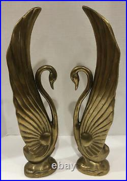 Vtg Set Art Deco Nouveau 15 Brass Swans Rare Geese Hollywood Regency