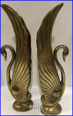 Vtg Set Art Deco Nouveau 15 Brass Swans Rare Geese Hollywood Regency