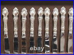 WALLACE VIOLET STERLING SILVER FLATWARE SET FOR 8 NO MONOGRAMS With 8 SERVERS