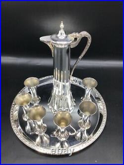WMF Art Nouveau silver plated metal 8 piece Liquor set