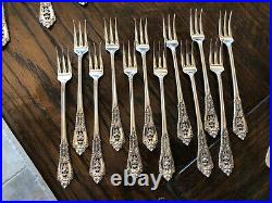 Wallace Rose Point Antique Sterling Silver Service For 12 + Servers NO MONOGRAM
