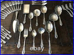 Wallace Rose Point Antique Sterling Silver Service For 12 + Servers NO MONOGRAM