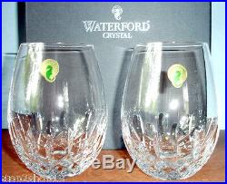 Waterford Lismore Nouveau Stemless 2 PC Deep Red Wine Glass Set #136879 16oz New