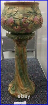 Weller Art Pottery Baldin Apple Tree Jardiniere and Pedestal Set 32