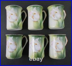 White TULIPS Art Nouveau Porcelain CHOCOLATE SET 14pcs R. S. GERMANY c. 1910