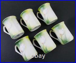 White TULIPS Art Nouveau Porcelain CHOCOLATE SET 14pcs R. S. GERMANY c. 1910