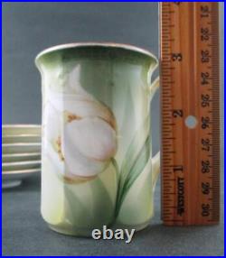 White TULIPS Art Nouveau Porcelain CHOCOLATE SET 14pcs R. S. GERMANY c. 1910