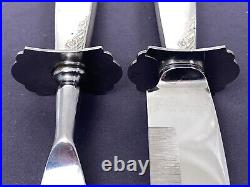 Whiting American Art Nouveau Sterling Silver Handled Roast Carving Set Lilies