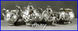 Whiting Sterling Tea Set 1905 HIBISCUS