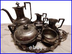Wilcox Art Nouveau Silver Quadruple Plate Tea Set