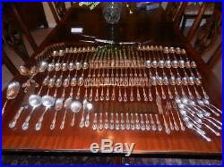 Wild Rose Sterling Service for 129 Piece pl. Setting137 Pieces120 Troy Oz