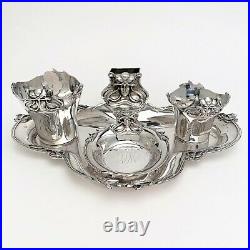 William B. Kerr 4 Piece Smoking Set Art Nouveau Sterling Silver with Woman