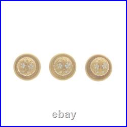 Yellow Gold Art Nouveau Set of 3 Shirt Studs 14k Enamel Flowers Antique